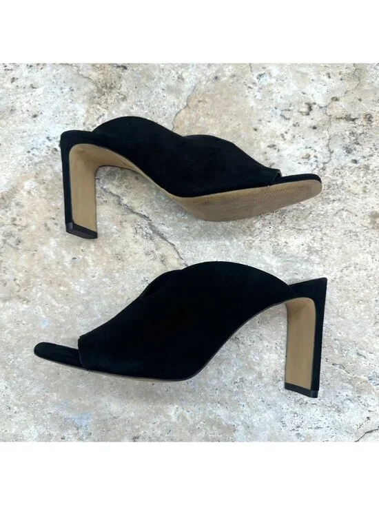 Botkier NY Black Leather Mule Heels Emily Size 11M Open Toe Slip On Sandals - Picture 9 of 10